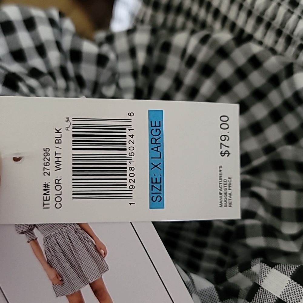 NWT Everlily Black/White Gingham Babydoll Dress - XL - Picture 4 of 7
